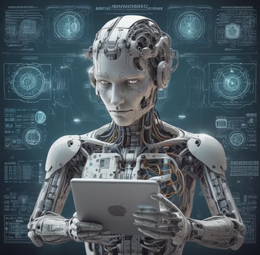 a robot - like humanoid - like robot with a tablet