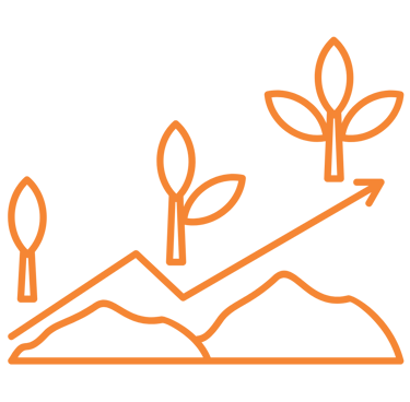 Icon of plants showing a growth trajectory
