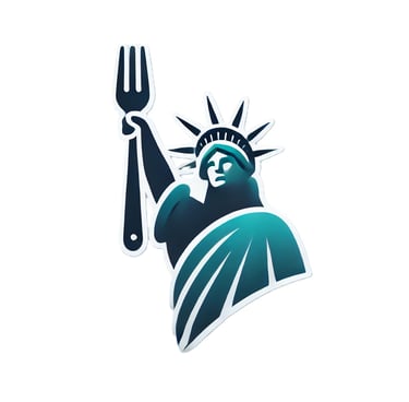 a statue of liberty holding a fork