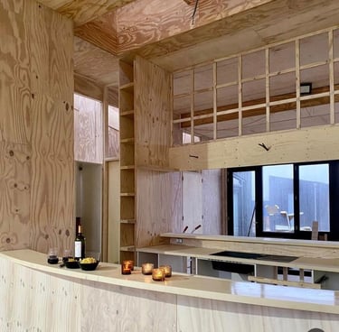 Cozinha da casa sustentável com escritórios prefabricada em CLT