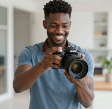 Happy homeowner holding keys in front of her new house during golden hour.