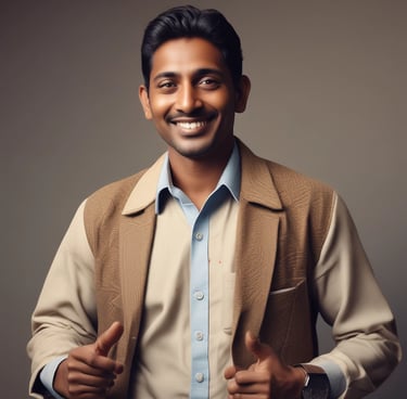 A close-up interaction between two individuals, focusing on one person fitting a prosthetic arm onto another's arm. The prosthetic is sleek and metallic, suggesting advanced technology. The scene suggests a sense of care and assistance.