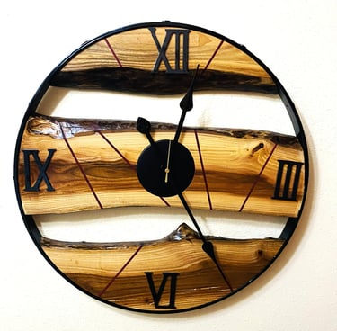 Wooden Wall Art, Custom Made Metal Wood Wall Clock, Big Wood Metal Wall Clock