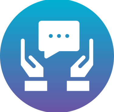 Image de deux mains symbolisant l'accompagnement individuel nd purple circle