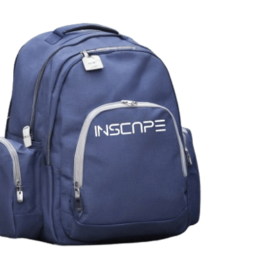 a bulky school bags in light purple color, with white zippers