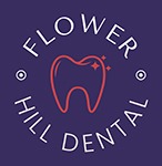 a logo for Flower Hill Dental clinic in the city of Gaithersburg MD