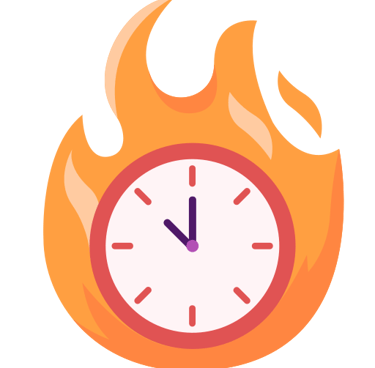 a clock on fire with flames in the background timing is everyhing for honey harverst