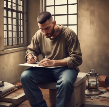 A confident lawyer discussing legal strategies with a client in a modern office.