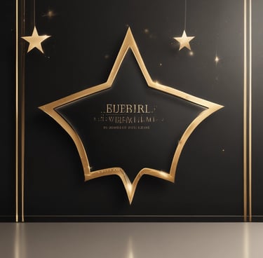 A dimly lit salon with multiple styling chairs positioned along a mirrored wall. The space features exposed wooden beams on the ceiling. A piece of modern artwork hangs on a white brick wall opposite a row of chairs. Vanity mirrors with bright lights are visible on the right, reflecting the furniture and adding a contrast of light.