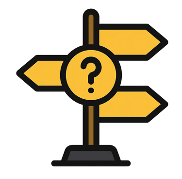 panneau de direction avec un point d'interrogation