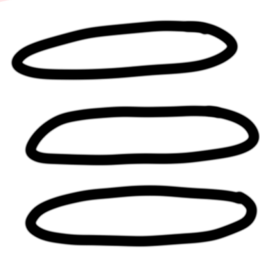 three elongated circles