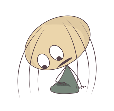 Cartoon spider character with a large head and big eyes sitting on a black background.
