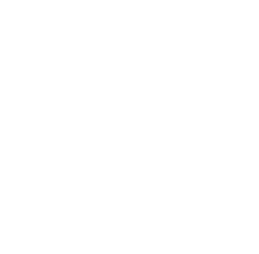 White real estate icon featuring a residential house in front of tall city skyscrapers on a black background.