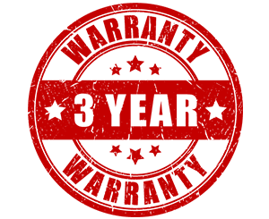 Red 3-year warranty seal for providing long-term protection to customer.