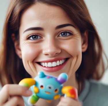 A smiling woman outdoors, radiating confidence and happiness.