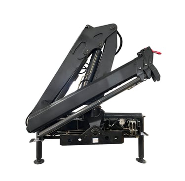 A black hydraulic lift on a white background. 4 Ton Knuckle Boom Crane, SQZ84A-2, with a 4000 kg lift capacity and 7.5-meter 