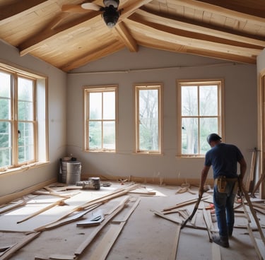 An innovative architectural structure stretches across a river, blending harmoniously with the lush, forested landscape. The building has a dynamic, twisting form, which combines modern design with the natural environment. Sunlight reflects off the surface of the river, creating a serene and tranquil atmosphere amidst the tall trees that flank both sides.