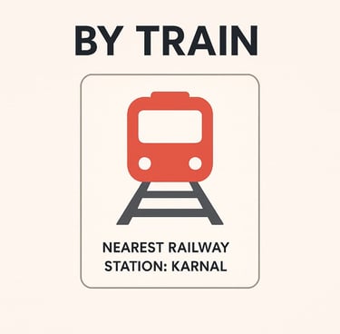 A graphic showing that Karnal is well connected with railways and nearest station is Karnal