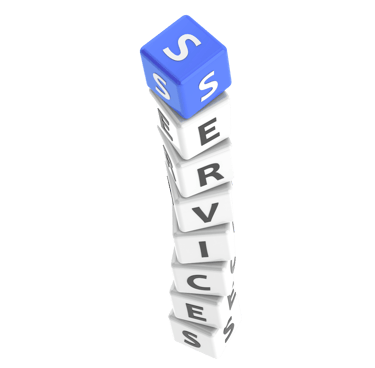 Tower of dice spelling SERVICES - Symbolising ADHD Virtual Assistant service options