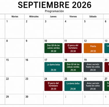 PROGRAMACION SPTIEMBRE TEATRO EN EL CORRAL DE COMEDIAS DE ALMAGRO 