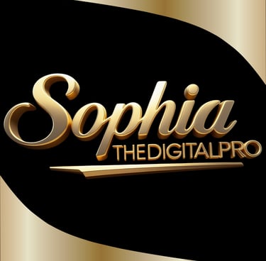 a gold and black logo for the sophia the digital pro