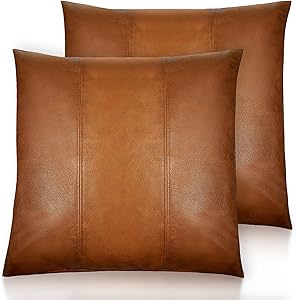 Brown Leather Pillow Cover – Industrial Bedroom Touch