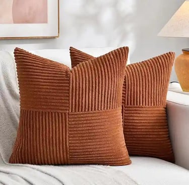 Set of 2 Bohemian Textured Pillow Covers – Terracotta Accent Cushions for Boho Bedroom Décor,