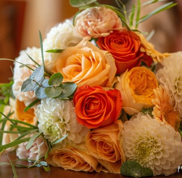 a bouquet of flowers on a table