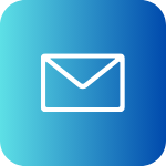 a blue and white email envelope with a white envelope