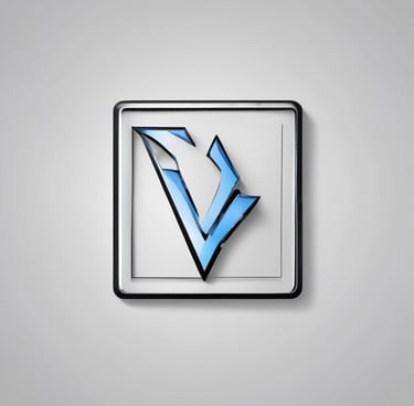 a blue and white square shaped icon with a blue arrow