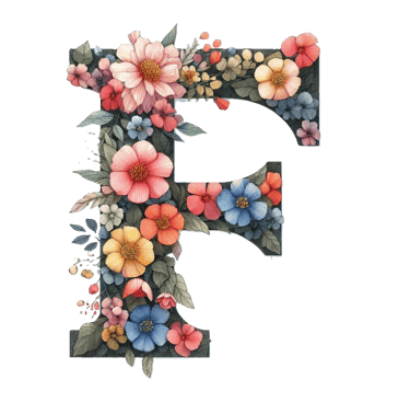 Lettre F remplie de fleurs