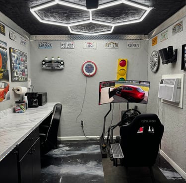 Cargo Collision Center Waiting Lobby with Racing Simulator