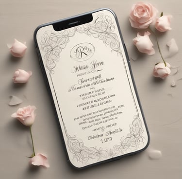 Elegant wedding invitation with pastel and gold details on white background