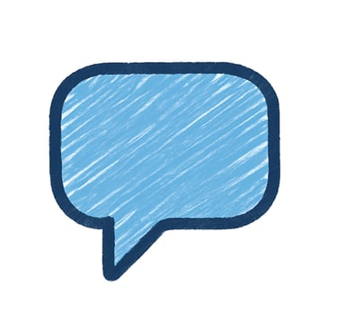 Hand-drawn speech bubble icon representing informal support and advisory conversations