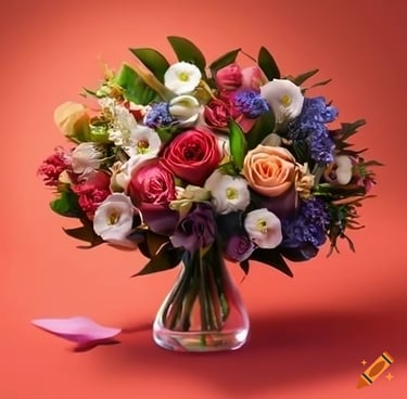 a vase with flowers in a vase on a table