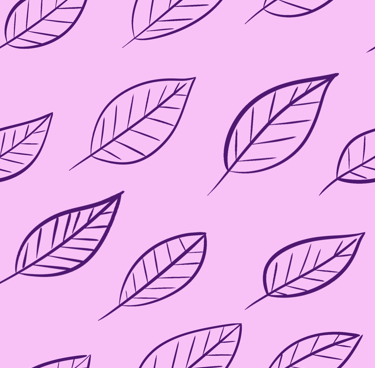 A seamless pattern with purple leaves on a light purple background.