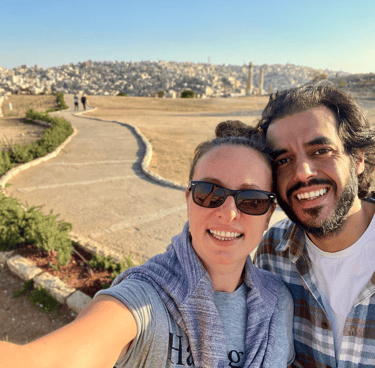  a couple taking a selfie at citadel amman