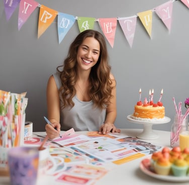 lady with long hair at birthday party