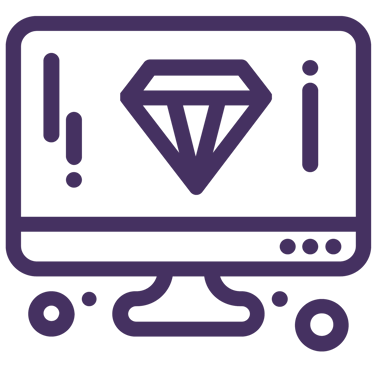 Ícone de monitor de computador exibindo um diamante.