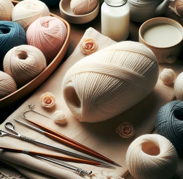 a table with yarn yarn and yarn yarn and yarn