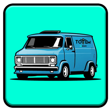 van with vinyl and printed signs & decals