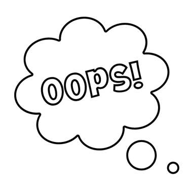 oops spelled out in a message bubble