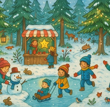 Wimmelbild "Winterzauber im Winterwald", zum Suchen des Sterns Lumi