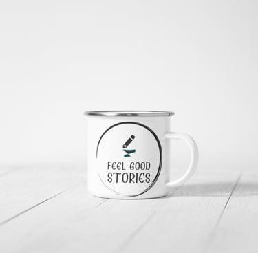 black logo of feel good stories
