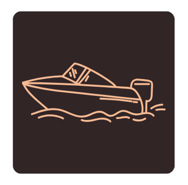 Line art illustration depicting a boat for motorboat welding and fabrication services.