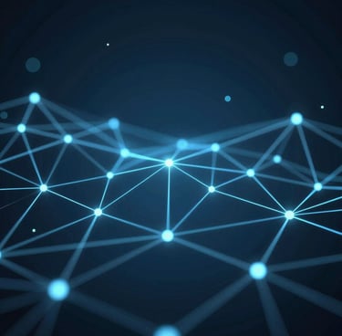 A sleek DJ booth glowing with orange lights at a corporate event in Washington DC.