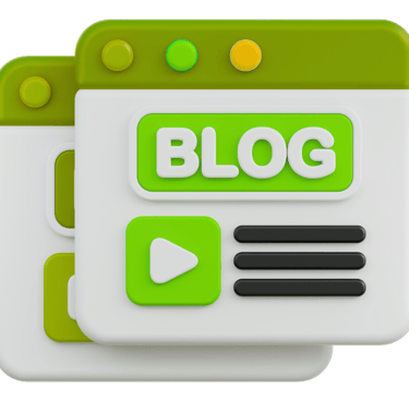 3D element showing a blog post about web design and SEO