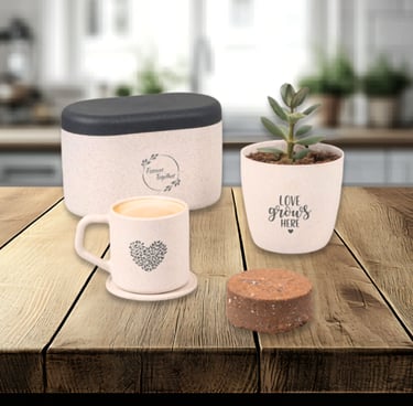 Eco friendly corporate gifts featuring sustainable mugs and reuseable products