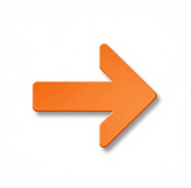 A 3D orange right arrow icon with a soft shadow isolated on a white background.