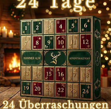 Festlicher Adventskalender von der Hammer Alm mit goldenen Zahlen
